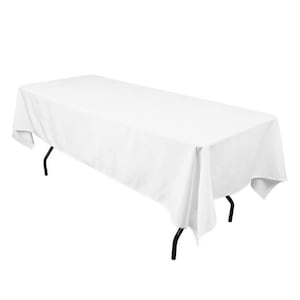 Rectangle Tablecloth - 60 x 102&quot; Inch - White Rectangular Table Cloth for 6 Foot Table in Washable Polyester decorations shop prom wedding