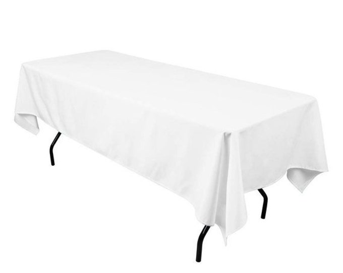 Rectangle Tablecloth - 60 x 102" Inch - White Rectangular Table Cloth for 6 Foot Table in Washable Polyester decorations shop prom wedding