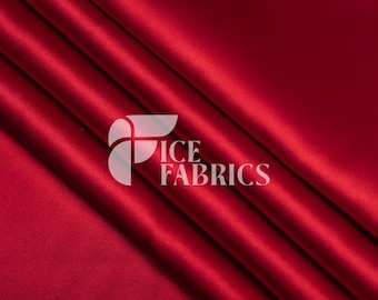 Red Luxury Stretch Silk Satin Fabric by The Yard - 2-Way Stretch 60" Wide Silky Fabric for Apparel and Decor | LuxurySatin