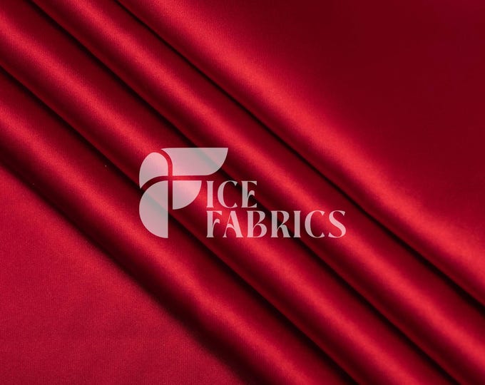 Red Luxury Stretch Silk Satin Fabric by The Yard - 2-Way Stretch 60" Wide Silky Fabric for Apparel and Decor - Ice Fabrics