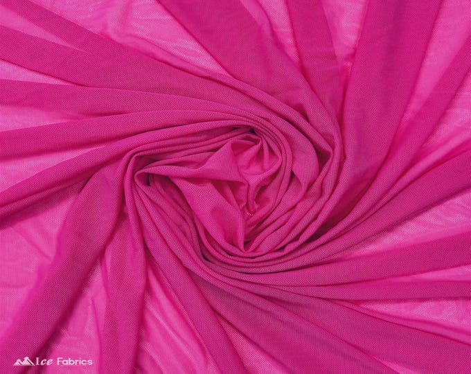 Hot Pink Stretch Power Mesh Fabric | 4 Way Stretch Nylon Power mesh Fabric By The Yard | Net Fabric
