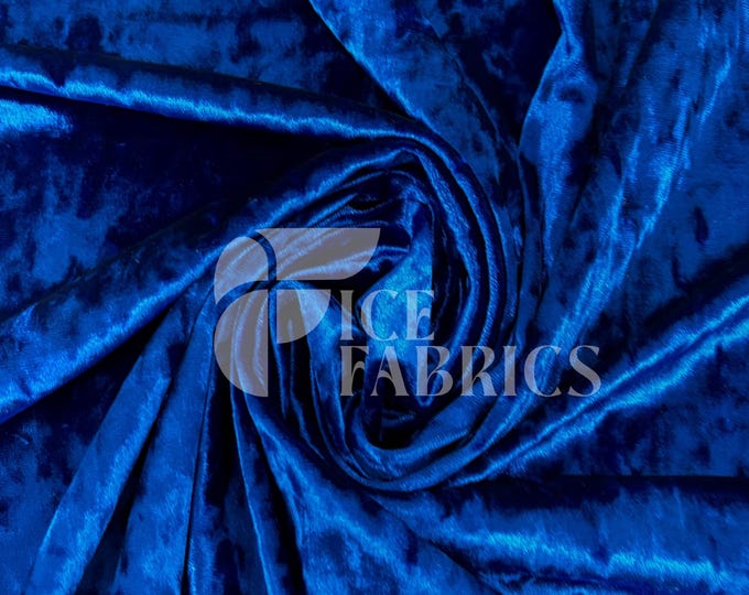 Royal Blue Stretch Crushed Velvet Fabric by The Yard - 60/62" Wide 250 GSM Velvety Fabric for Apparel, Upholstery, Curtains - Ice Fabrics