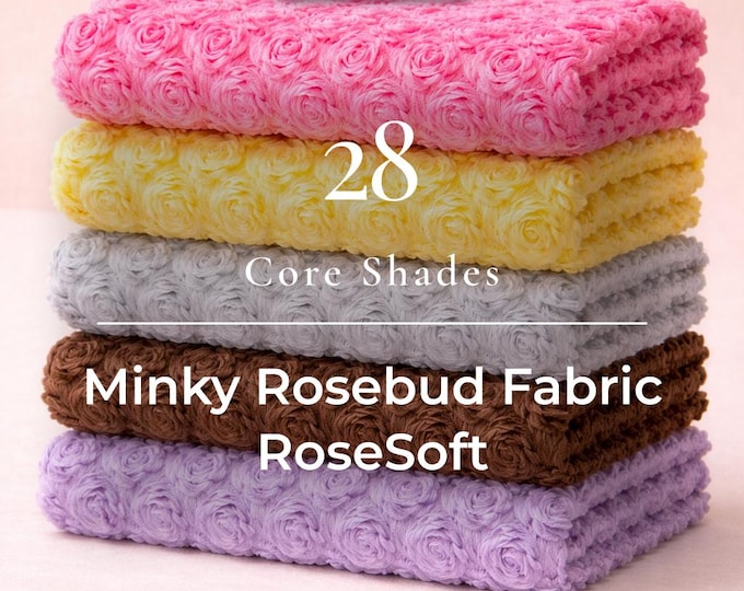 Rose Rosette Minky Fabric By The Yard | Ultra Super Soft Fabric | 58” Wide Swirl Plush Texture Fabric | RoseSoft