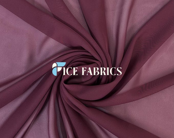 Burgundy Soft Silky Chiffon Fabric By The Yard Matte Chiffon Fabric (60” Wide ) dresses, tablecloth, decor, design.