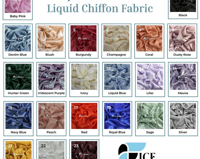 Iridescent Reflective Liquid Chiffon Fabric By The Yard (60” Wide) Crystal Chiffon Fabric Prom and Wedding dress