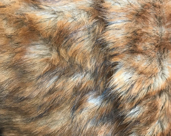 Thick Heavy Animal Faux Fur Fabric By The Yard Shaggy Long Pile 60" Width Fake fur (Multi color Brown) Used for Blanket, jackets, coating,