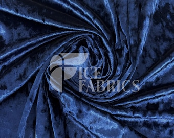 Navy Blue Stretch Crushed Velvet Fabric by The Yard - 60/62" Wide Velvety Fabric for Apparel, Upholstery, Curtains, Decor | VelvetCrush
