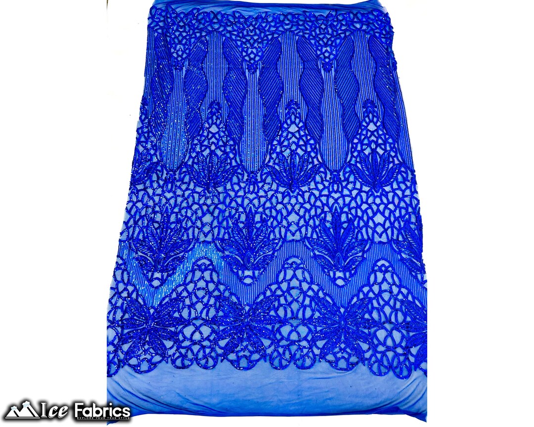 Sequin Fabric - Hologram Turquoise - 4 Way Stretch Royalty Lace Sequin By Yard main image 0
