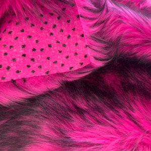New ( Magenta ) Husky Faux Fur Fabric By The Yard_ Shaggy Long Pile Fake Fur Material/ 2 TONE Fur / 60 Inches Width/ For Blanket, Jacket,