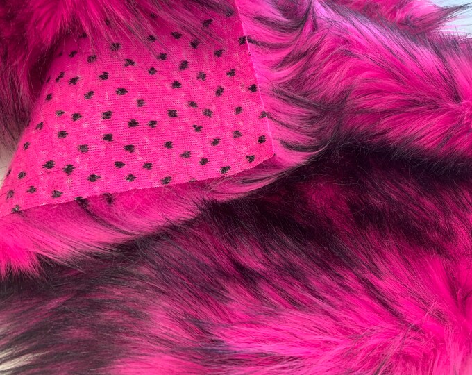 New ( Magenta ) Husky Faux Fur Fabric By The Yard_ Shaggy Long Pile Fake Fur Material/ 2 TONE Fur / 60 Inches Width/ For Blanket, Jacket,