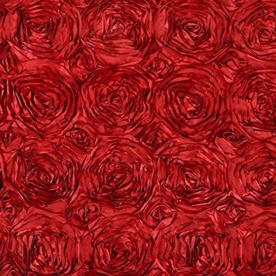 Fabric by the Yard Wedding Rosette Satin Red