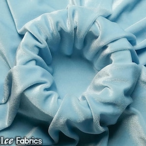 Gladde babyblauwe 4-way stretch fluwelen stof op maat gesneden | Polyester Spandex-stof | 60&quot; breed | voor jurk, tafelkleed, draperie