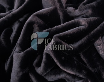 Black Bunny Faux Fur Thick Minky Fabric By The Yard | Ultra Soft 0.5" Short Pile Rabbit Fur Fabric | 60" Wide Minky Rabbit Fur | BunnySoft