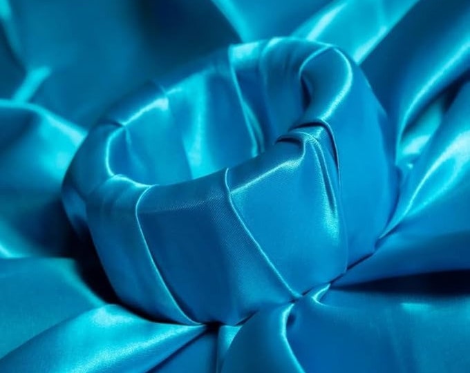 Bridal Satin Turquoise Shiny Satin Fabric By The Yard Thick Satin Fabric (60” Wide) Apparel, wedding decor, tablecloth.