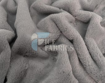 Charcoal Bunny Faux Fur Thick Minky Fabric By The Yard | Ultra Soft 0.5" Short Pile Rabbit Fur Fabric | Minky Rabbit Fur | BunnySoft