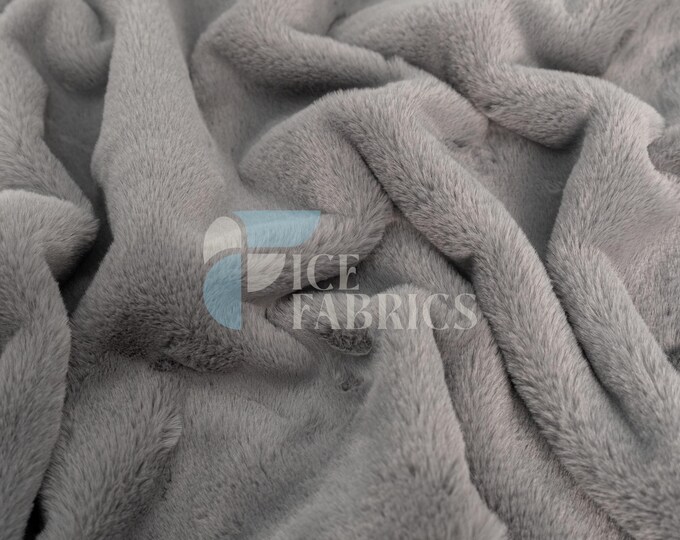 Charcoal Bunny Faux Fur Thick Minky Fabric By The Yard | Ultra Soft 0.5" Short Pile Rabbit Fur Fabric | Minky Rabbit Fur | BunnySoft