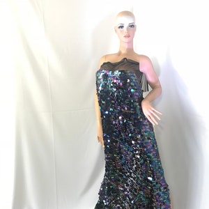 Jumbo Teardrop Sequins Fabric - BLACK MERMAID - 51" Wide Sold By The Yard DIY Dress Decor Costume Accessories Crafts