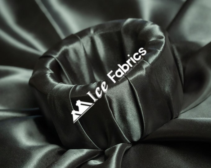 Charcoal Shiny Thick Satin Fabric By The Yard Bridal Satin Fabric (60” Wide) for Tablecloths, decoration and more