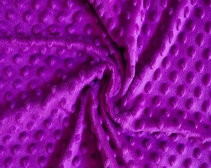 Magenta Polka Dot Minky Fabric By The Yard | Wholesale Price Ultra Soft Fleece Fabric | 60” Wide | CloudPop