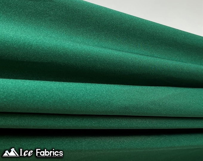 Hunter Green Shiny Nylon Spandex Fabric By The Yard | 4 Way Stretch Fabric | Swimsuit Fabric | Dress, Tablecloth