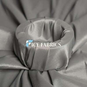 Silver Stretch Taffeta Fabric By The Yard Nylon Spandex Taffeta Fabric for Dress, Clothing, costume, Bridal Wear (60” Wide)