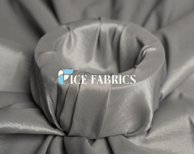 Silver Stretch Taffeta Fabric By The Yard Nylon Spandex Taffeta Fabric for Dress, Clothing, costume, Bridal Wear (60” Wide)