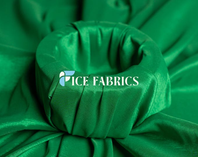 Kelly Green Stretch Taffeta Fabric By The Yard Nylon Spandex Taffeta Fabric for Dress, Clothing, costume, Bridal Wear (60” Wide)