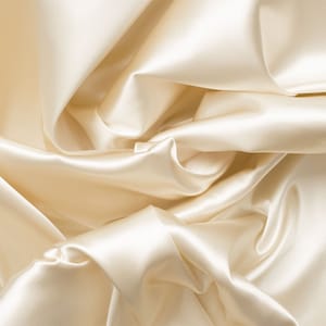 Ivory- Soft Silky Shiny Stretch Charmeuse Satin Fabric By The Yard- Thin Satin- %5 Spandex