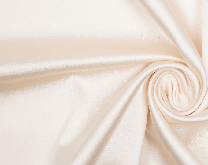 60 Wide Silky Champagne CHARMEUSE Stretch Satin Fabric | By The Yard | Stretch CHARMEUSE Satin For Dresses, Decorations.