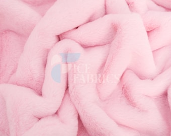 Pink Bunny Faux Fur Thick Minky Fabric By The Yard | Ultra Soft 0.5" Short Pile Rabbit Fur Fabric | 60" Wide Minky Rabbit Fur | BunnySoft