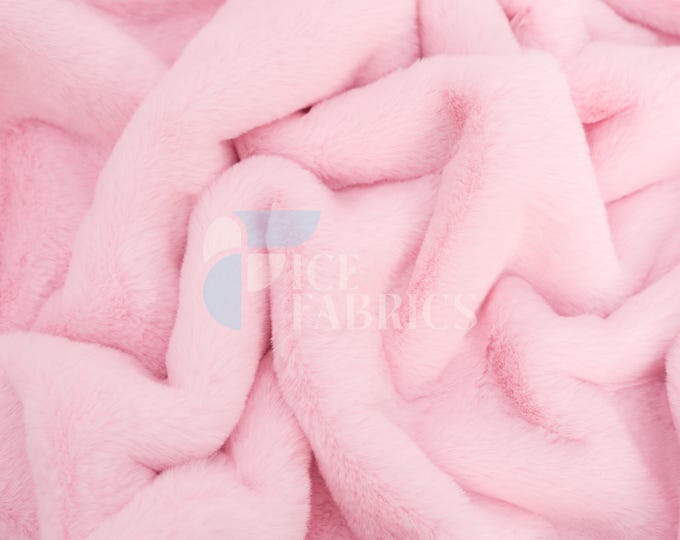 Pink Bunny Faux Fur Thick Minky Fabric By The Yard | Ultra Soft 0.5" Short Pile Rabbit Fur Fabric | 60" Wide Minky Rabbit Fur | BunnySoft