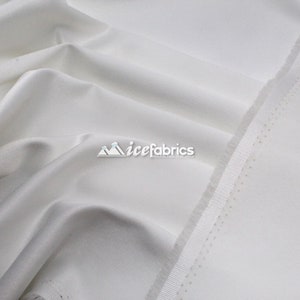 Off White_ Silk Stretch Soft Podanzh Satin Fabric - Thick Heavy Satin - By The Yard- Stretch %5 - Used for Wedding Dress, Face Masks