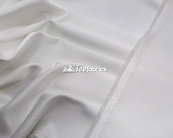Off White_ Silk Stretch Soft Podanzh Satin Fabric - Thick Heavy Satin - By The Yard - Used for Wedding Dress, Face Masks | ArmanLuxe