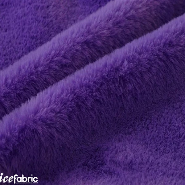 Purple Bunny Faux Fur Thick Minky Fabric By The Yard | Ultra Soft 0.5" Short Pile Rabbit Fur Fabric | 60" Wide Minky Rabbit Fur