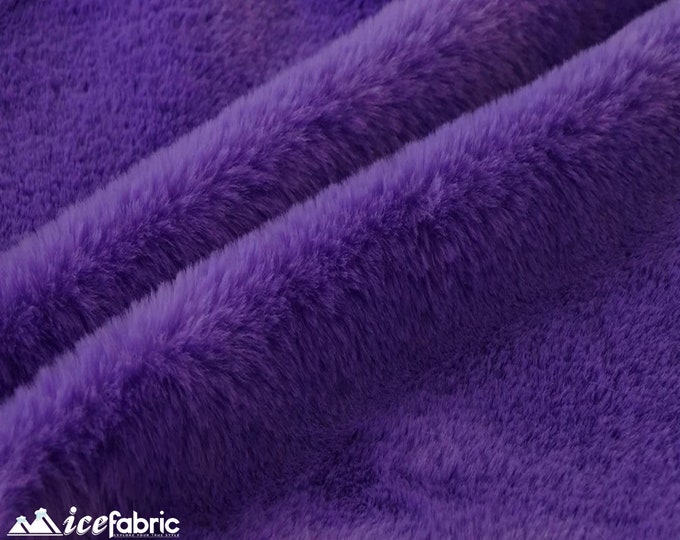 Purple Bunny Faux Fur Thick Minky Fabric By The Yard | Ultra Soft 0.5" Short Pile Rabbit Fur Fabric | 60" Wide Minky Rabbit Fur