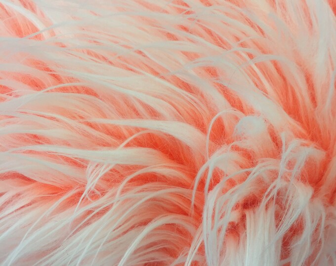 Fur Coats, Fur Clothing, Blankets, Bed Spreads, Throw Blankets Polar Bear Shaggy Faux Fur Fabric / Orange / Sold By The Yard
