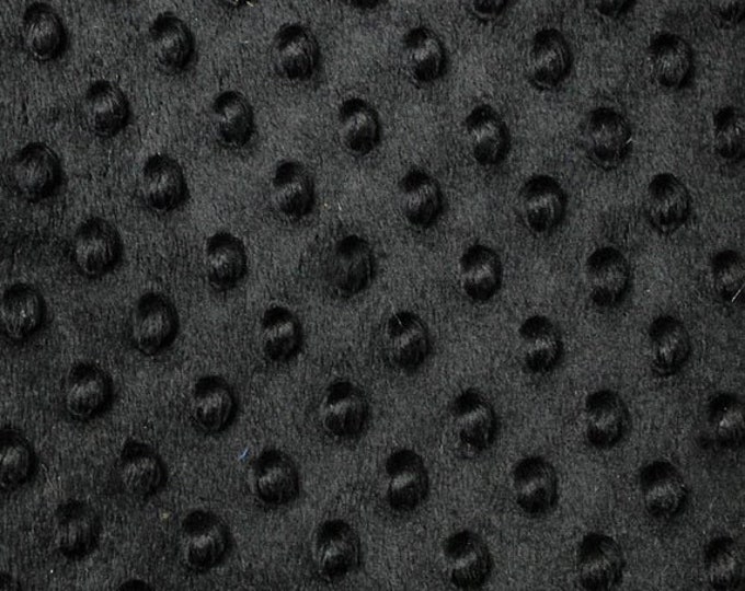 4 Way Stretch High Quality 60 Wide Minky Dimple Dot Fabric Sold By The Yard// (Black) 1 Yard Soft Minky Fabric For Blanket