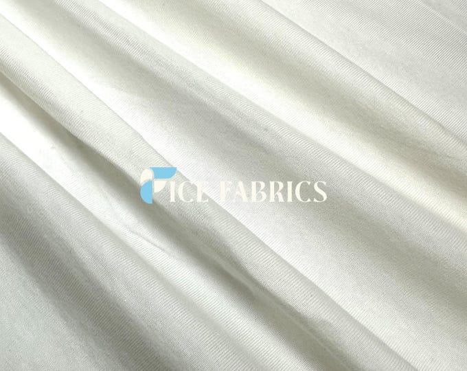 Off White 4 Way Stretch knit Cotton Spandex Fabric By The Yard Spandex Cotton Jersey Fabric