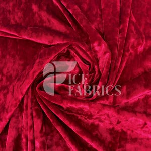 Red Stretch Crushed Velvet Fabric by The Yard - 60/62&quot; Wide 250 GSM Velvety Fabric for Apparel, Upholstery, Curtains - Ice Fabrics