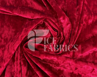 Red Stretch Crushed Velvet Fabric by The Yard - 60/62" Wide Velvety Fabric for Apparel, Upholstery, Curtains, Decor | VelvetCrush