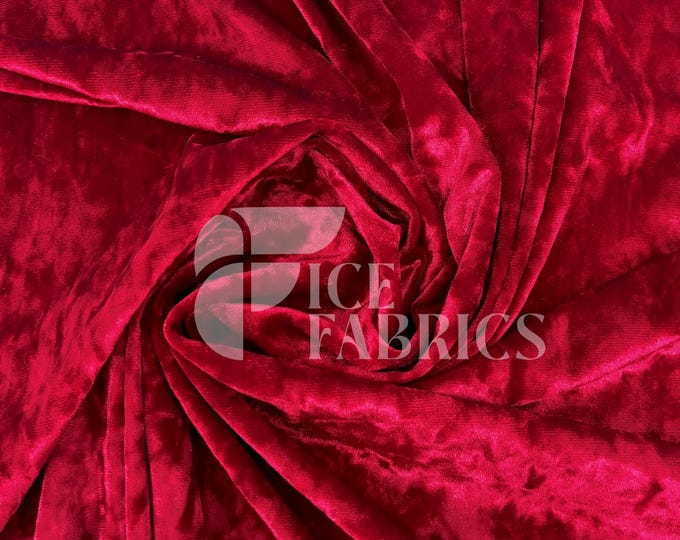 Red Stretch Crushed Velvet Fabric by The Yard - 60/62" Wide 250 GSM Velvety Fabric for Apparel, Upholstery, Curtains - Ice Fabrics