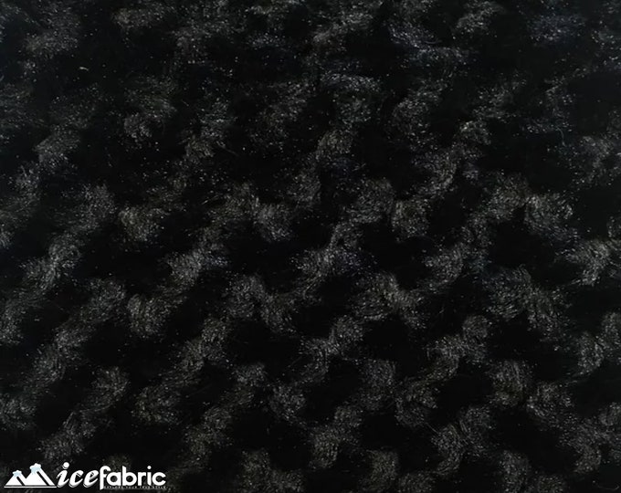 Black Rose Rosette Minky Fabric By The Yard | 4 Way stretch Fabric | Ultra Super Soft Fabric | 58” Wide Swirl Plush Texture Fabric