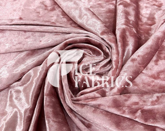 Rose Gold Stretch Crushed Velvet Fabric by The Yard - 60/62" Wide 250 GSM Velvety Fabric for Apparel, Upholstery, Curtains - Ice Fabrics