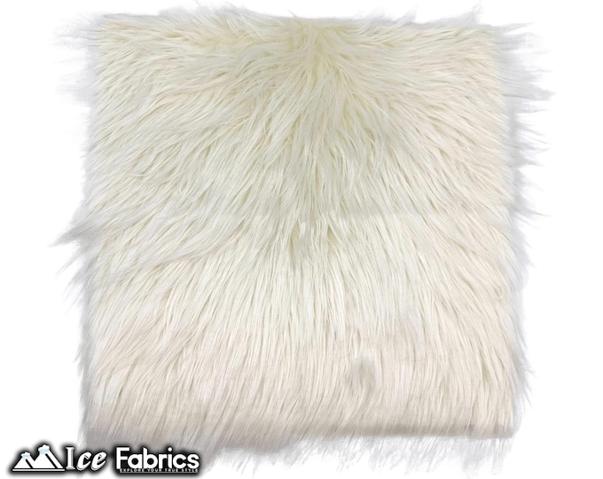 White Long pile Square Faux Fur Fabric | sold by Square Pre Cut | for Clothing, Pillows, decoration