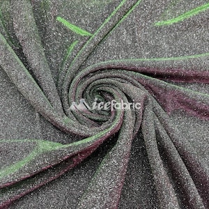 Classic 2 Way Stretch Lime Green, Pink Glitter Fabric By The Yard _ Shiny Spandex Glitter Fabric _ 58’’ Width _ %5 Stretch Shimmer Fabric