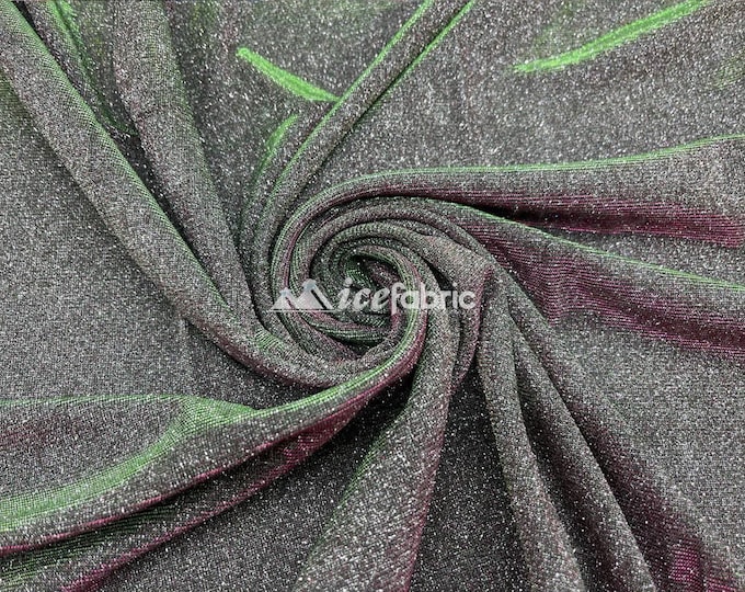Classic 2 Way Stretch Lime Green, Pink Glitter Fabric By The Yard _ Shiny Spandex Glitter Fabric _ 58’’ Width _ %5 Stretch Shimmer Fabric