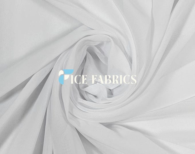 White Soft Silky Chiffon Fabric By The Yard Matte Chiffon Fabric (60” Wide ) dresses, tablecloth, decor, design.