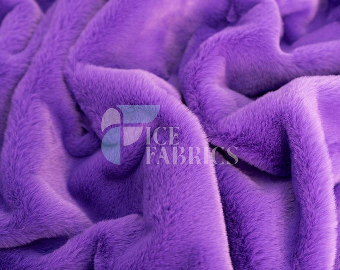 Purple Bunny Faux Fur Thick Minky Fabric By The Yard | Ultra Soft 0.5" Short Pile Rabbit Fur Fabric | 60" Wide Minky Rabbit Fur | BunnySoft