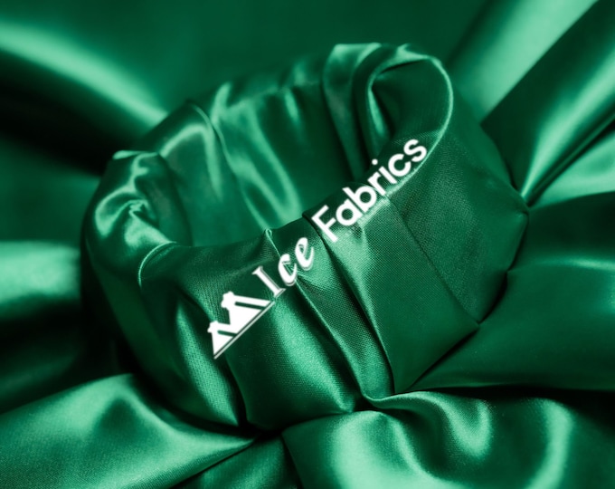 Hunter Green Shiny Thick Satin Fabric By The Yard Bridal Satin Fabric (60” Wide) for Tablecloths, decoration and more