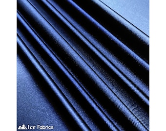 Navy Blue 4 Way Stretch Silky Spandex Satin Fabric By The Yard | Shiny Satin Fabric | Thick and Heavy satin Spandex Fabric | CasinoLuxe
